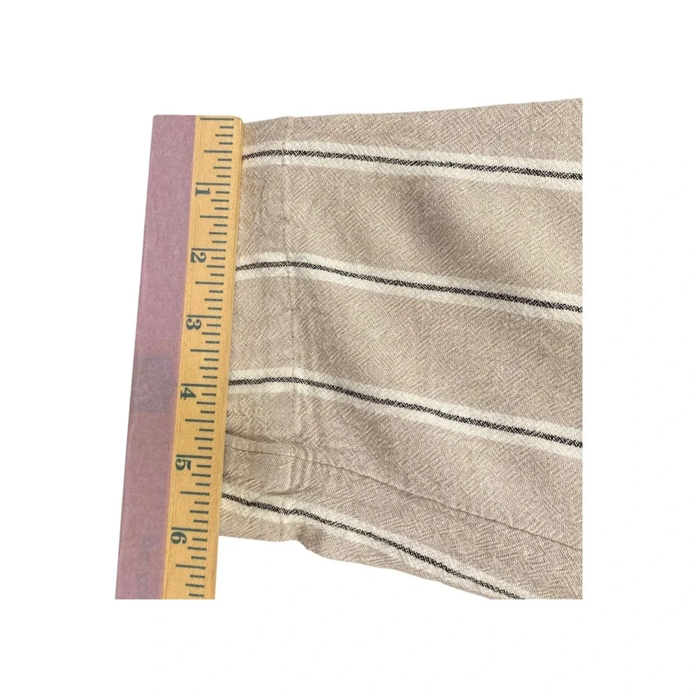 H‎ M Paperbag Waist Striped Linen Blend Pants Womens Size 8 Beige White Black